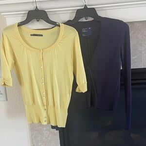 Light Yellow Button-Front Women's Cardigan Sweater